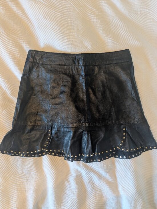 Zara Dresses & Skirts - Zara Studio Sheep Leather Studded Ruffle Hem Skirt – XS